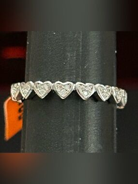 0.90CTW Moissanite Heart ❤️ Eternity Adjustable Band in 925 Sterling Silver
